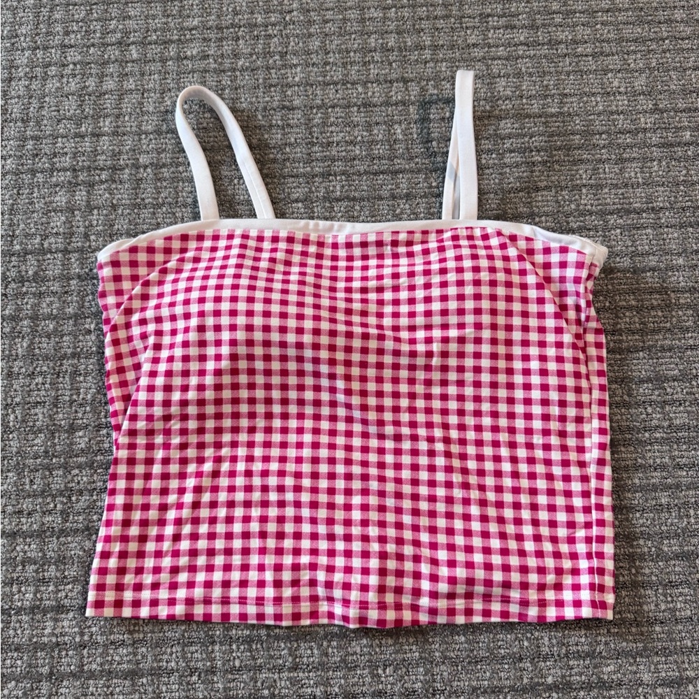 All in Motion Pink and White Gingham Tank Top
